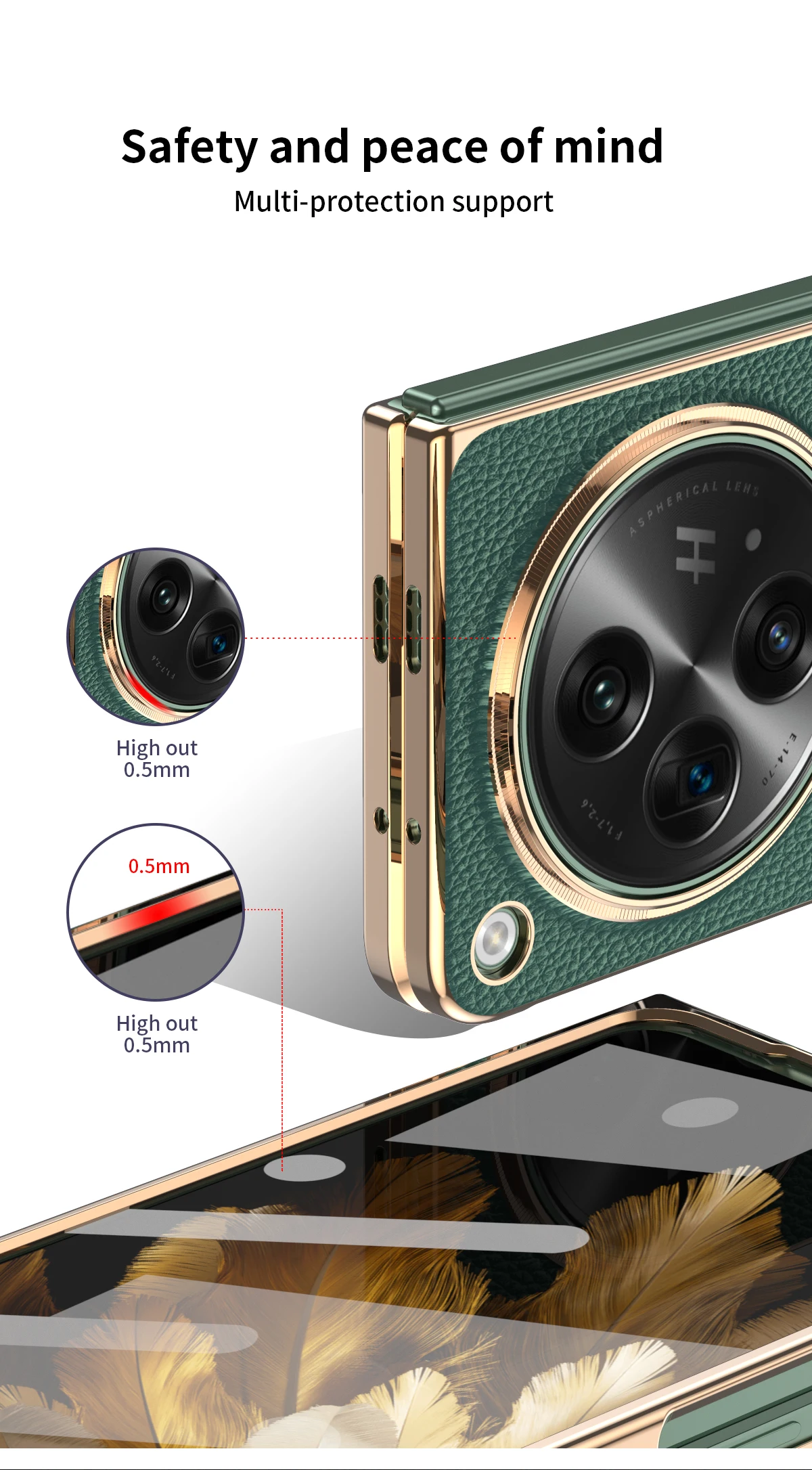 Phone Case For OnePlus Open OPPO Find N3 Pu Leather Trim Plating Plastic Kickstand Cover With Front Screen Protector_voghion.com