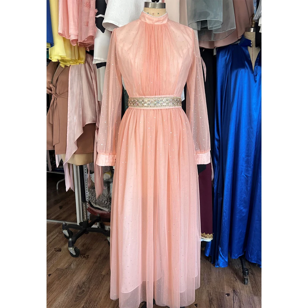 New Middle East Dubai Women's Long Sleeve Robe Fashion Sweet Long Dress Vestidos Elegantes Para Mujer Evening Dresses