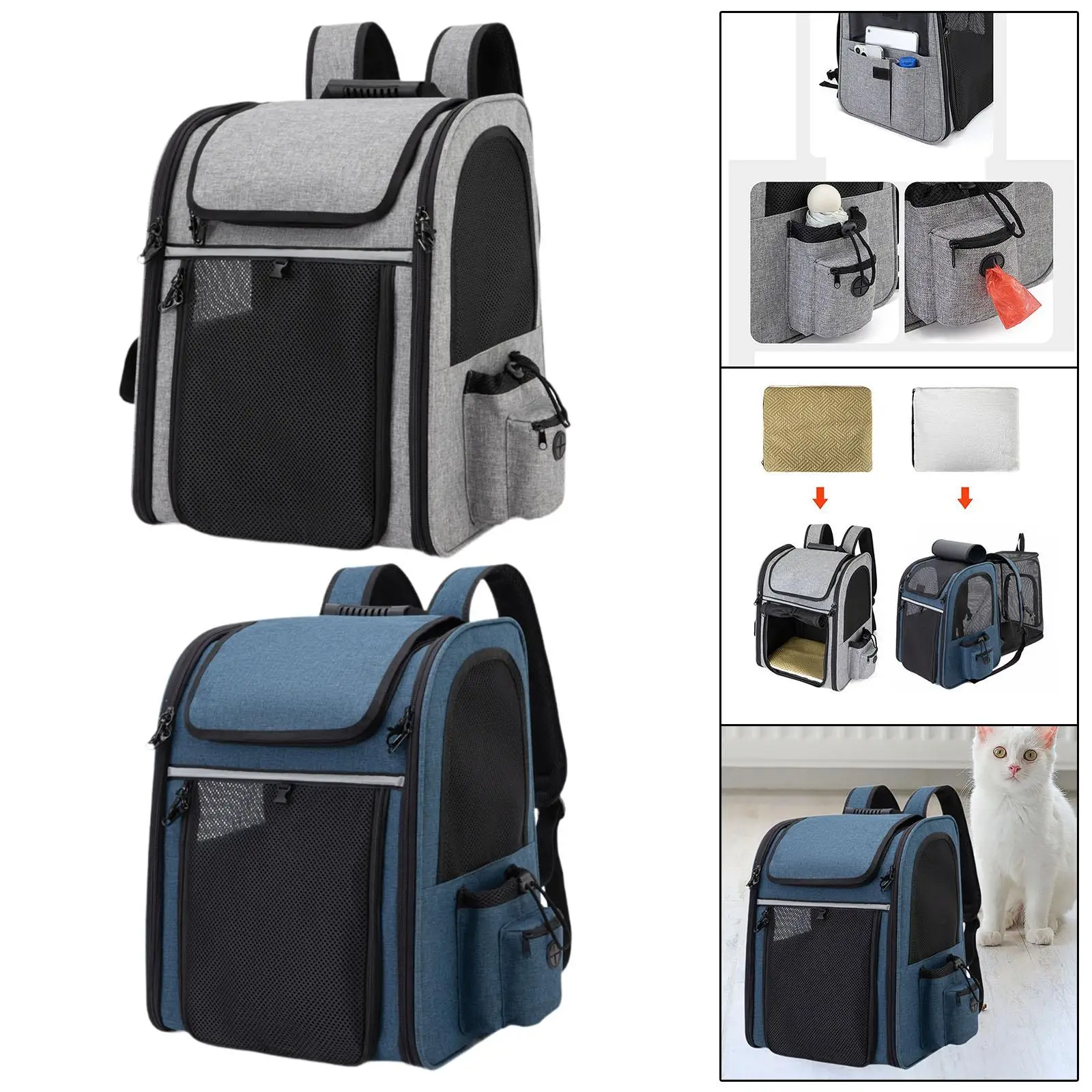 Dog Backpack Carrier Breathable Mesh Large Capacity for Small Dogs and Cats Lightweight Expandable Walking Traveling Hiking