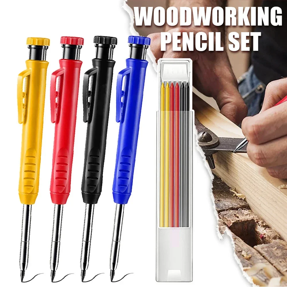 

Solid Carpenter Pencil Set Woodworking Tools Mechanical Pencil 3 Colors Refill Construction Job Tools Carpentry Marking Scriber