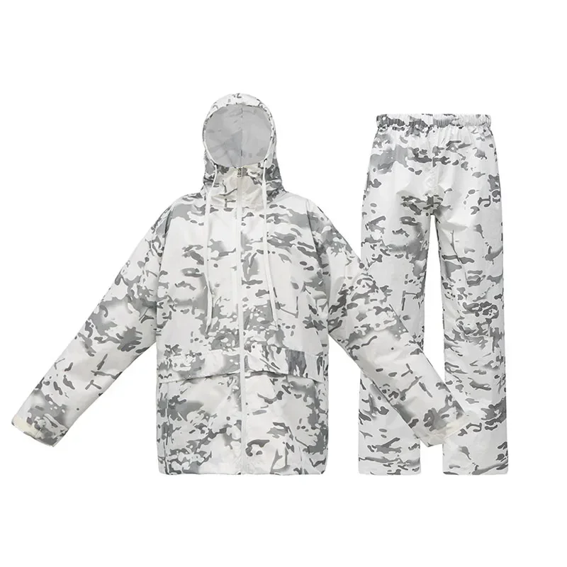 210T PU Coated Light Weight Rain Jacket Pants Waterproof Camouflage Hiking Outdoor Hunting Suit Fishing Jacket Trousers Raincoat raincoat poncho hunting jacket