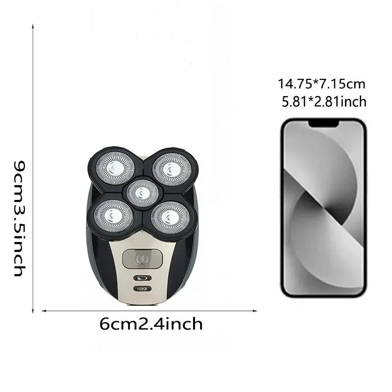 마이크로 터치 티타늄 헤드와 티타늄 플로팅 핸들이 장착된 남성용 5-in-1 고급 전기 면도기 및 트리머