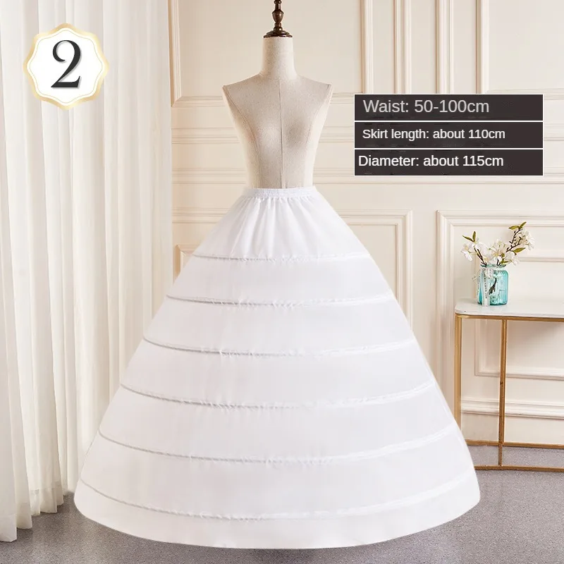 6-Hoops Underskirt Women Petticoat Wedding Dress Pleated Crinoline White a Line Floor Length Under Skirt Cancan Pettidresses 3