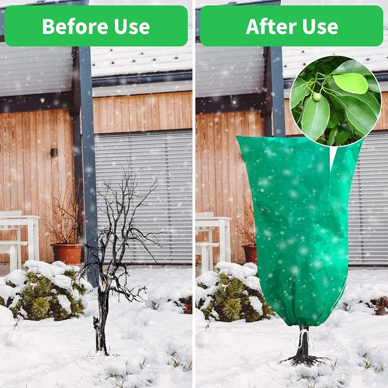 Plant Covers Freeze Protection Frost Covers Drawstring Plant Protection Cover Bags Outdoor Winter Trees Warm