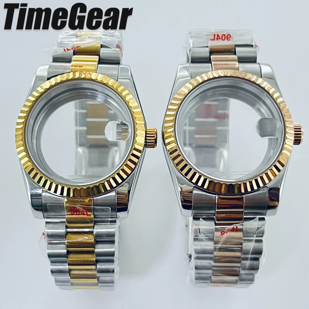 Silver Gold Rose Presidential Watch Case with Bracelet - 36mm/40mm