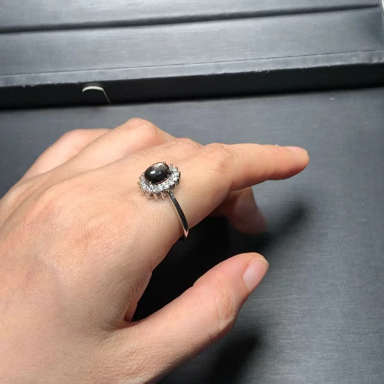 MM Natural Hypersthene Golden luck stone Ring Adjustable Female Ring Jewelry for Women Gift Wholesale High Quality Vintage Fine