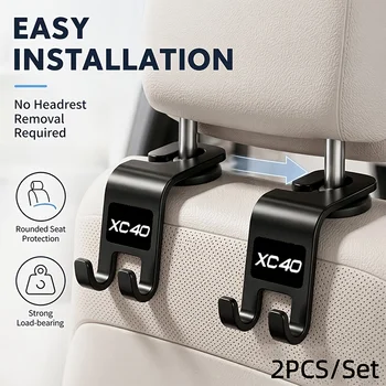 Ganci per Poggiatesta Auto, Organizzatore per Sedile Posteriore, Clip di Fissaggio, Ganci Portaoggetti per Volvo XC40, Accessori Interni Auto