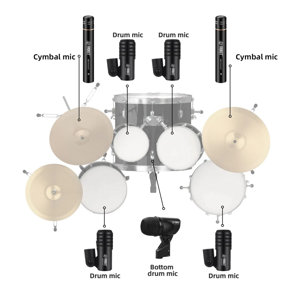 FROKET DG7 Drum Microphones kit Professional Wired Cardioid Tom