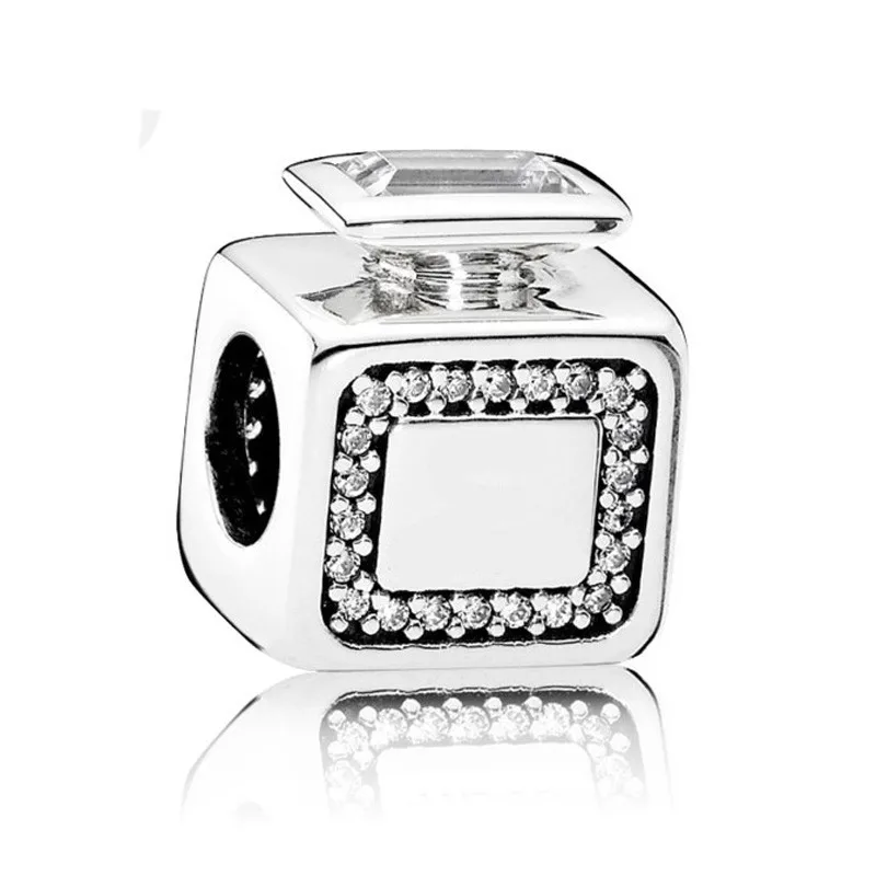 

Authentic 925 Sterling Silver Moments Cute Signature Scent With Crystal Charm Bead Fit Pandora Bracelet & Necklace Jewelry