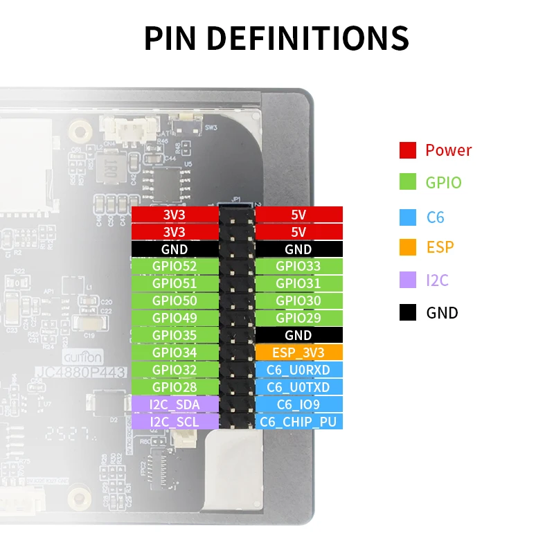 รูปสินค้า แผงพัฒนา ESP32-C6 พร้อมกล้อง 4.3 นิ้ว ความละเอียด 800x480