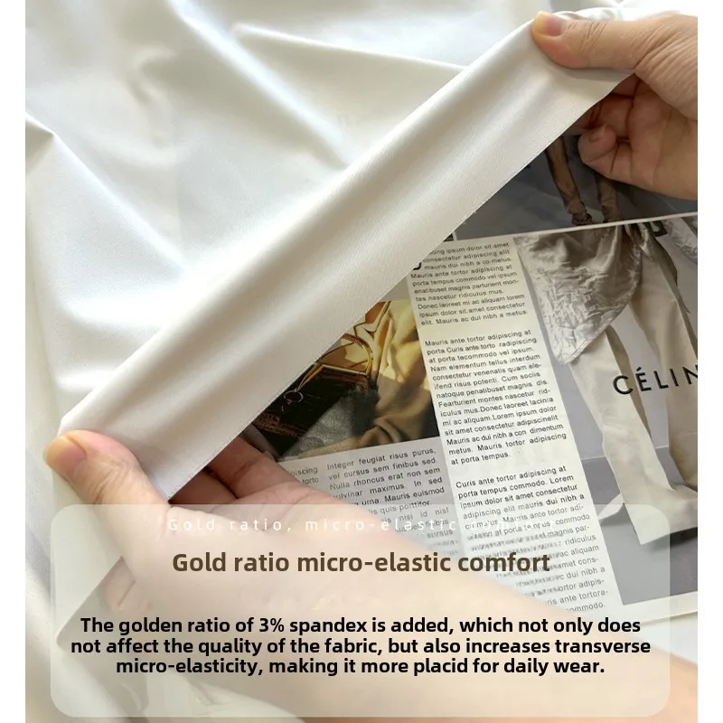 Spring Micro-elastic Bamboo Fiber Fabric High-quality Men's Women's Shirts Dresses Fabrics Antibacterial Non-ironing White Beige