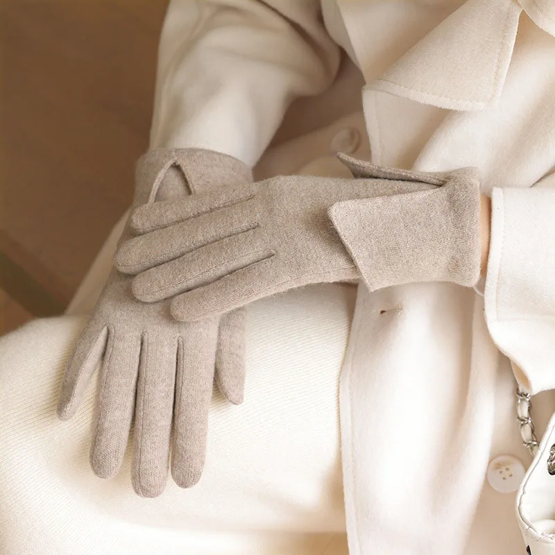 

Touch Screen Women's Warm Cashmere Gloves 2022 Winter Ladies Outdoor Driving Gloves Female Furry Windproof Full Finger Mittens