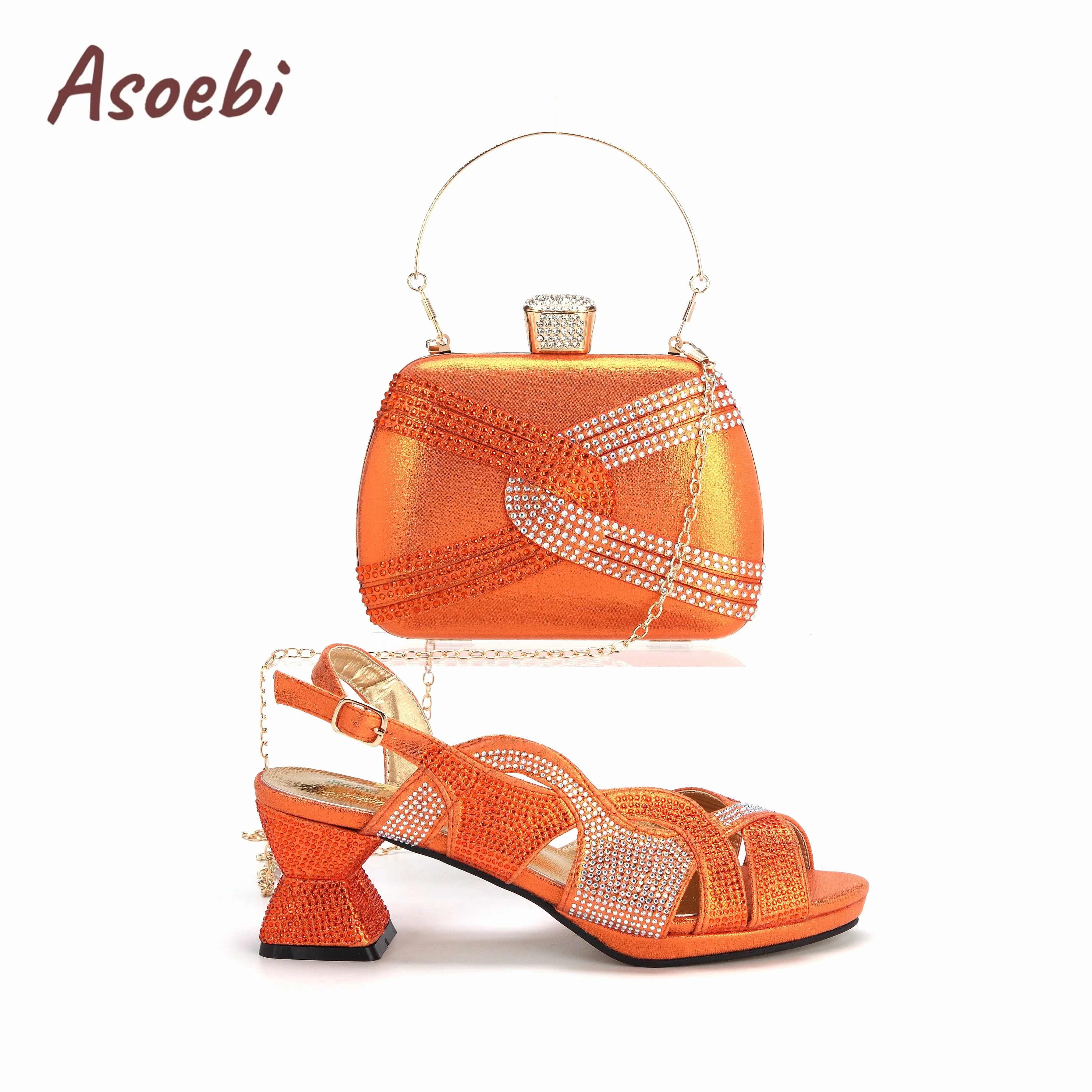 2024 High Quality Orange Color Peep Toe Butterfly Design Shoes