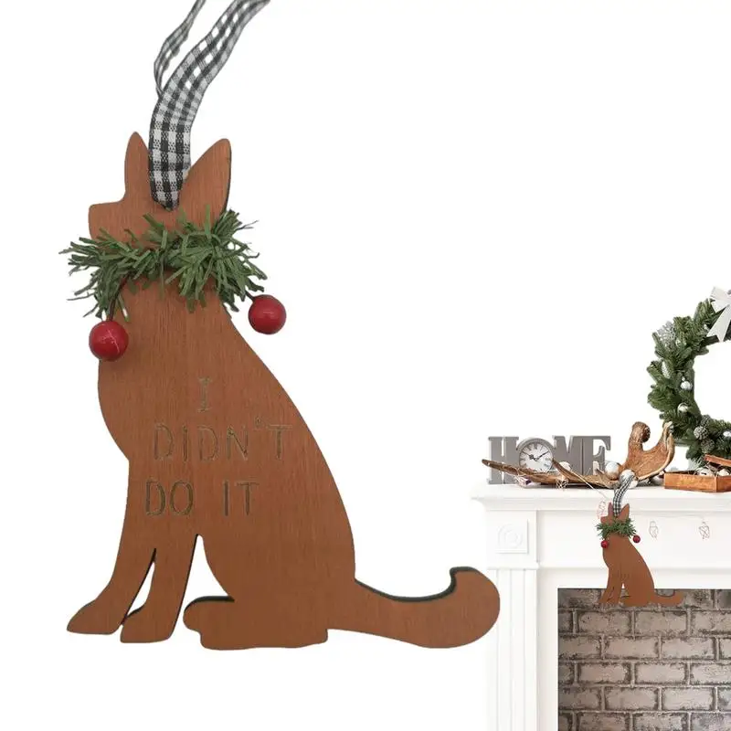 

Деревянная подвесная елка для собаки, деревянное украшение для собаки, подвесное украшение для двери, автомобильного зеркала заднего вида