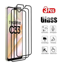 Premium Full Cover Tempered Glass Screen Protector Film - 3PCS Black FullGlass (For Realme C15)