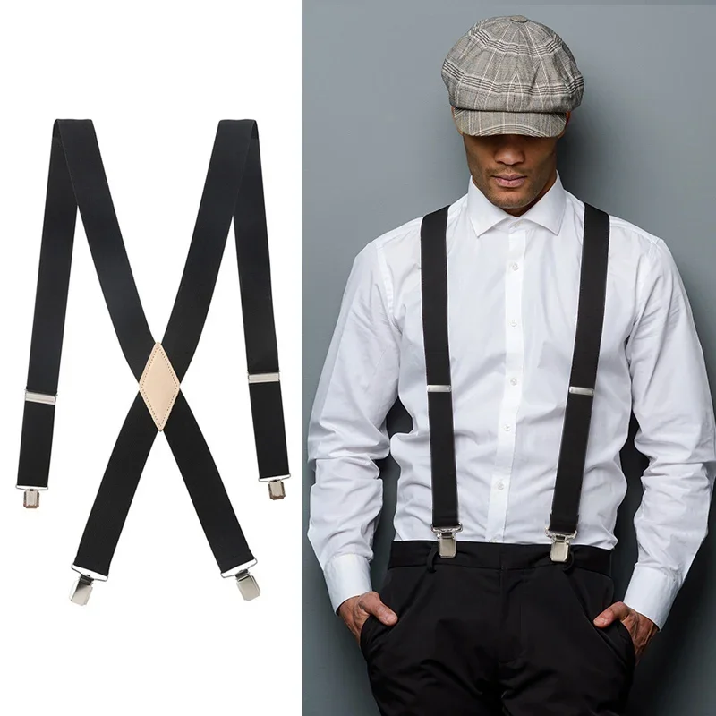 

Size Clip Rawhide Gifts Solid Unisex Brace Straight 3.5cm Leather Suspender 130cm Men's 110cm Extended Groomsmen