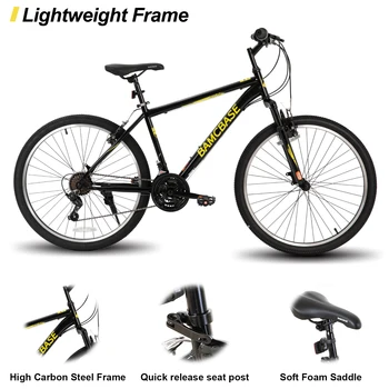 Hiland 26 27.5 Inch Mountain Bike, Mens Womens MTB with 21 Speeds, High-Tensile Steel Frame, V Brake, Hardtail Bicycle for Adult 2