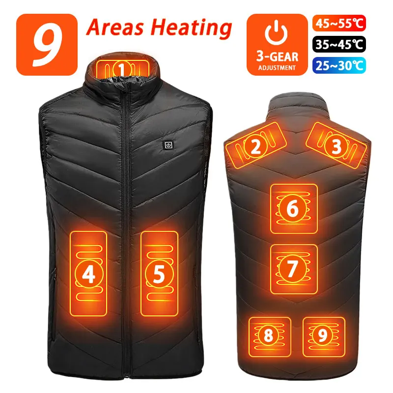 thumbnail image 1 of 21 ZONAS DE CALEFACCIÓN Chaleco calefaccionado para hombres y mujeres, chaqueta calefactable de invierno con USB, chaleco térmico con calefacción automática, chaqueta de plumón calefactora, chaleco Wa, 1 of 5