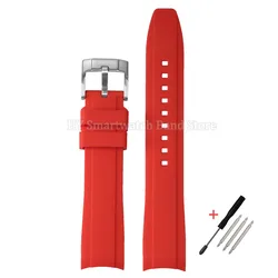 Waterproof Silicone Sport Watch Strap with Curved Ends - 20mm or 22mm - 22mm (Red)