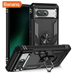 Shockproof Metal Finger Ring Bracket Armor Case with Magnetic Car Holder - Premium Phone Cover - Google Pixel 7 Pro (Black)