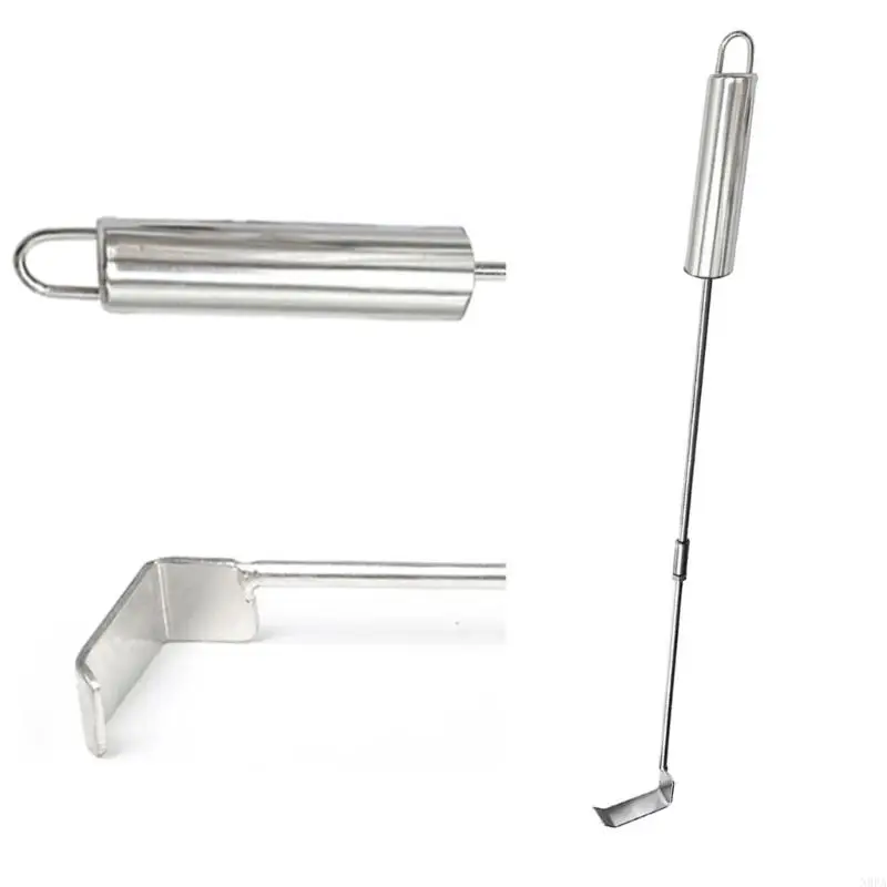 N0PA 46cm Stainless Steel Charcoal Ashs Rake BBQ Ashs Tool for Kamados Charcoal Cooking Burners Stove Cooking