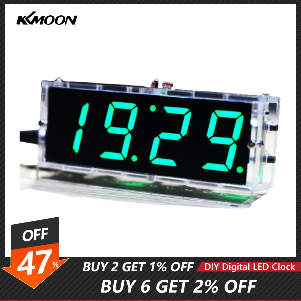 DIY Digital LCD Uhr Kit Datum Uhrzeit Temperaturanzeige mit Fall V6K1 
