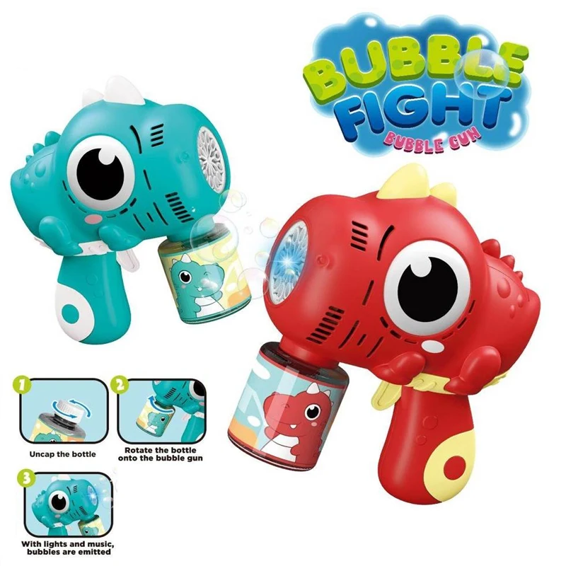 40 홀 공룡 버블 건 자동 전기 휴대용 버블 머신 야외 부는 장난감 (배터리 및 버블 워터 제외)