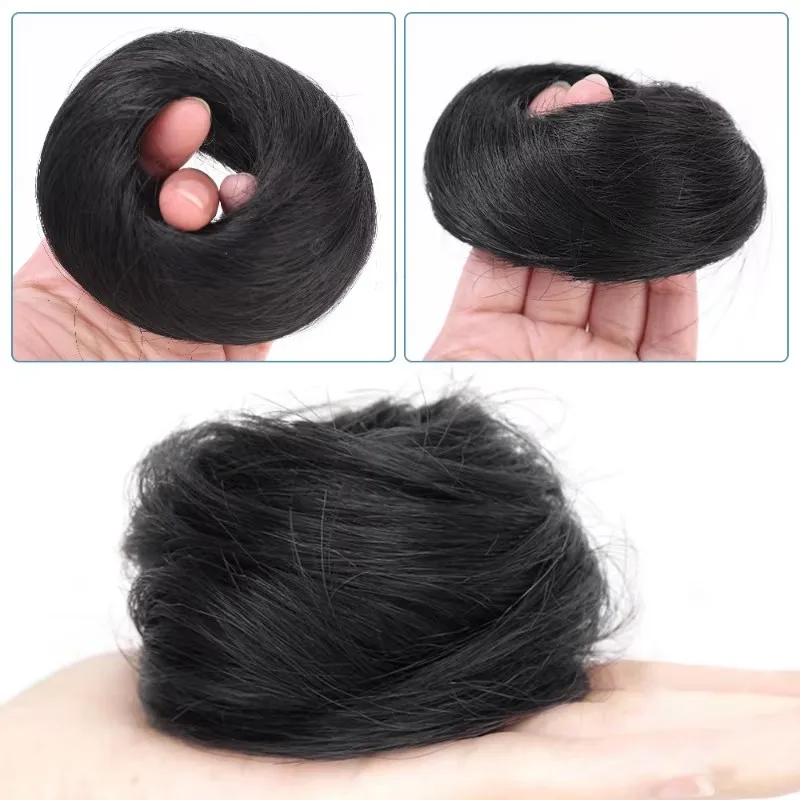 Synthetic Hair Bun Curly Straight Scrunchies Updo Bands Elastic Band Hairpieces for Women Volume Fringe