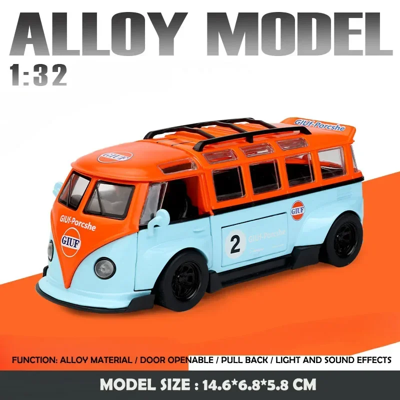 1: 32 T1 Bus Model Sound Light Children Boy Diecast Toy Vehicle Collective Home Decor Metal Miniature Voiture image 12