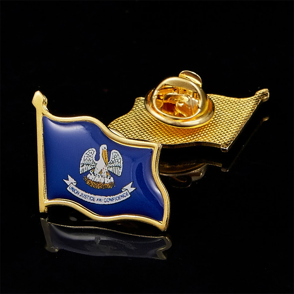 USA State of Louisiana Patrotism Flag Gold Plated Brooch USA Lapel Pins Brooch