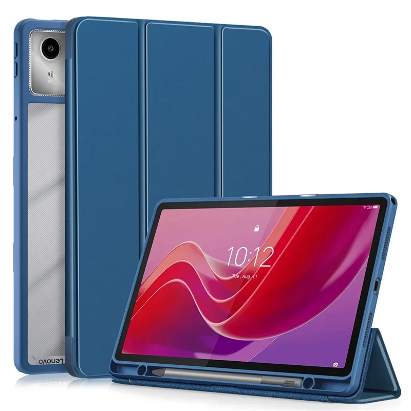 For Lenovo Tab M11 Case With Pen Holder Leather Acrylic Back Fold