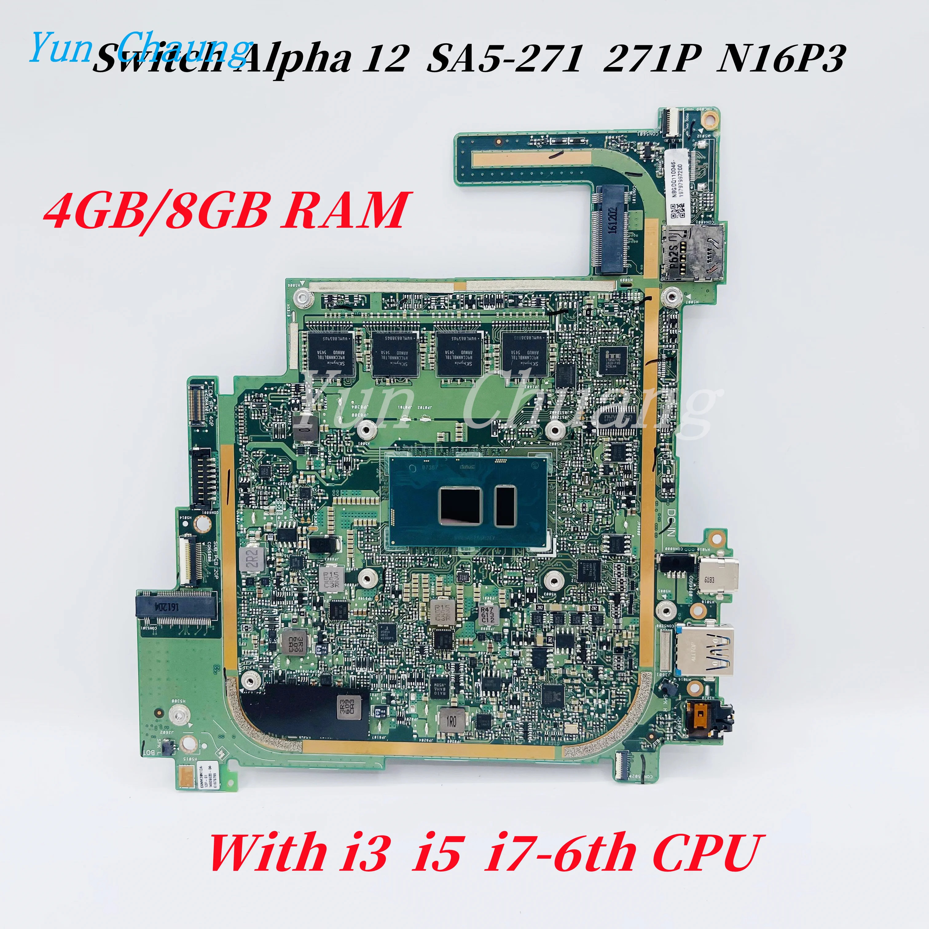 P2JCC_MB REV:2.0A PCB Mainboard For Acer Switch Alpha 12 SA5-271 271P ...