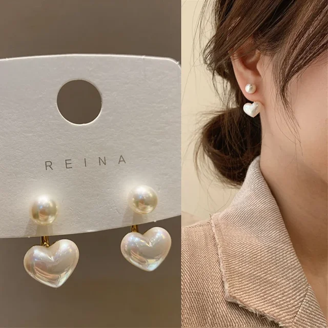 86448-93eed2.jpg LATS nouvelle mode contracté coeur perle boucles d'oreilles fines Joker doux tempérament élégant femmes goutte boucle d'oreille bijoux de mode