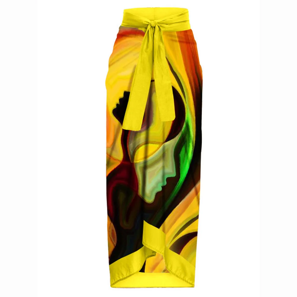 New One-piece High Waist Swimsuits Women's Bikini Tie Swimsuit Skirt Long Skirt Two-piece Swimwear Beachwear Cover Up