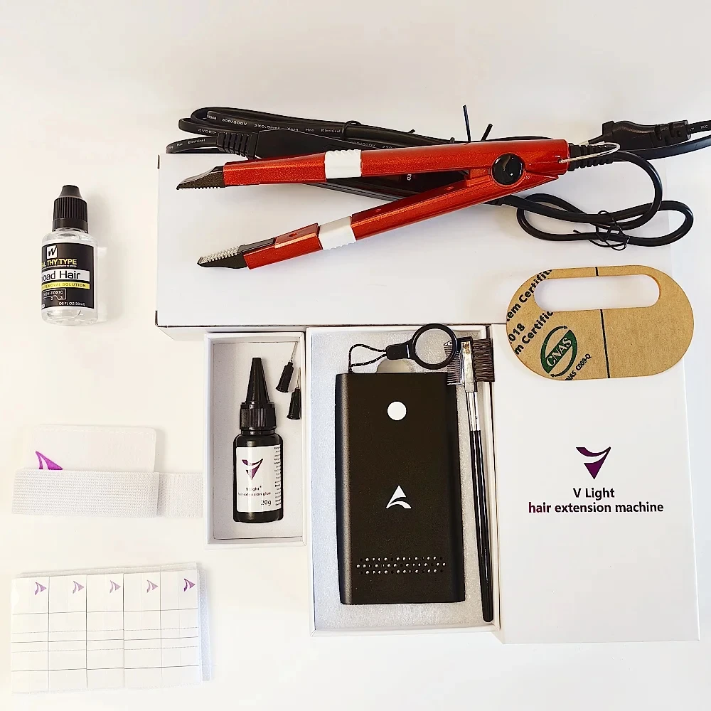 

V-Light Technology Hair Extension Machine white Hair Extension Tools Kit Set with V light Hair extension glue