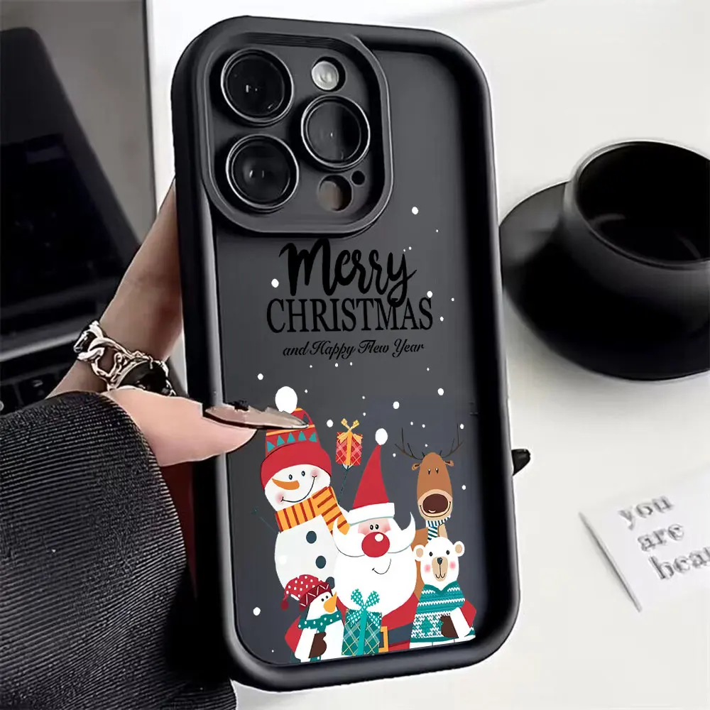 Holiday-Themed Santa, Elk & Snowman Phone Case - Soft Silicone TPU Back Cover