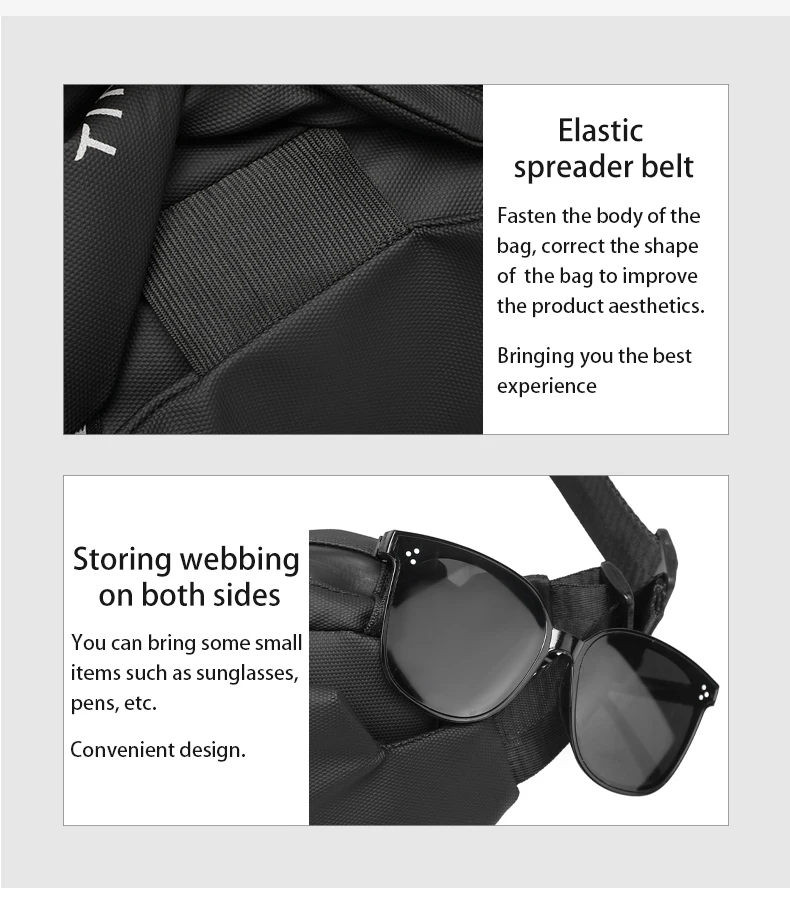 TINYAT 2024 Design Schwarz Wasserdichte Männliche Gürteltasche Hüfttasche für Männer Motorradtasche Herren Brusttasche zum Angeln Sport Laufen – Detail 9