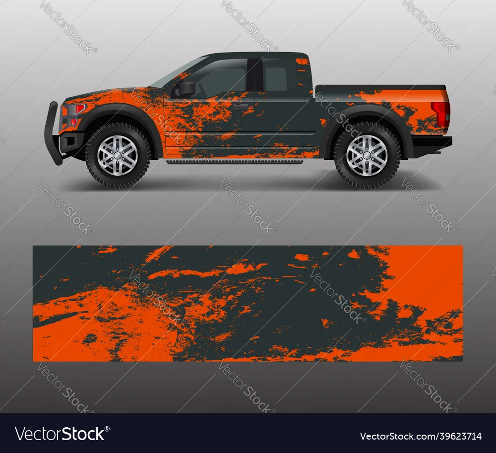 

Make Old Pickup Car Full Wrap Sticker Car Decal Decorative Cut Body Racing Graphic Decal Vinyl Wrap Modern Design Red Retro