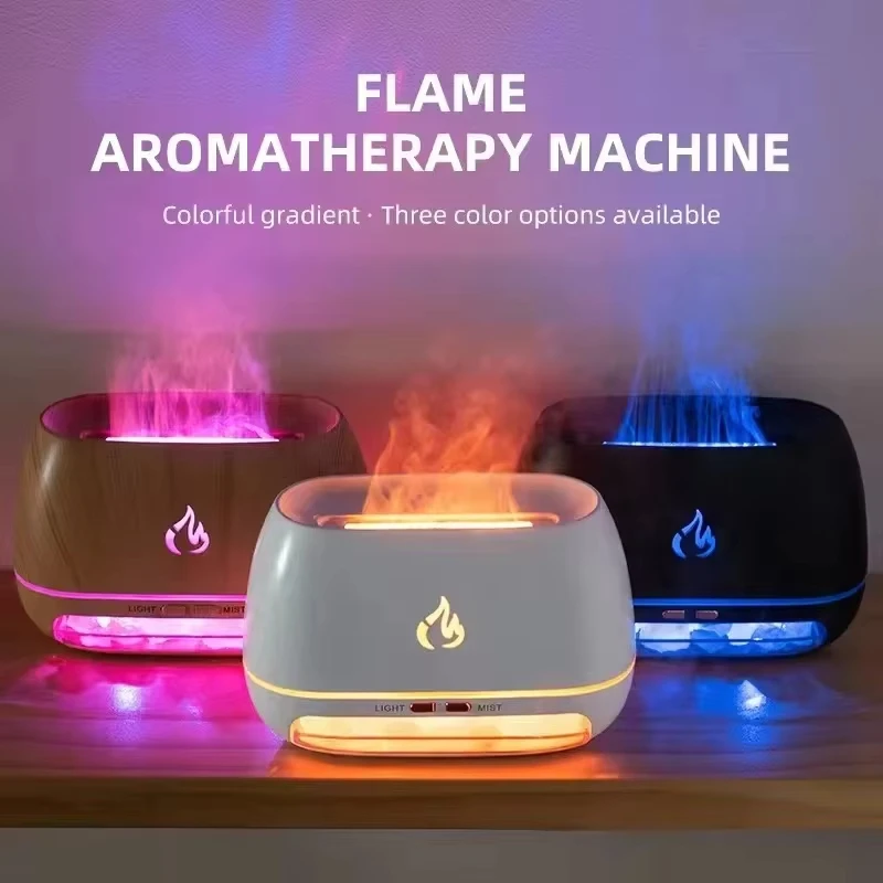 New Himalayan Crystal Salt Stone Aroma Air Humidifiers 3D Flame Fire Colorful Night Light Aromatherapy Essential Oil Diffuser 1
