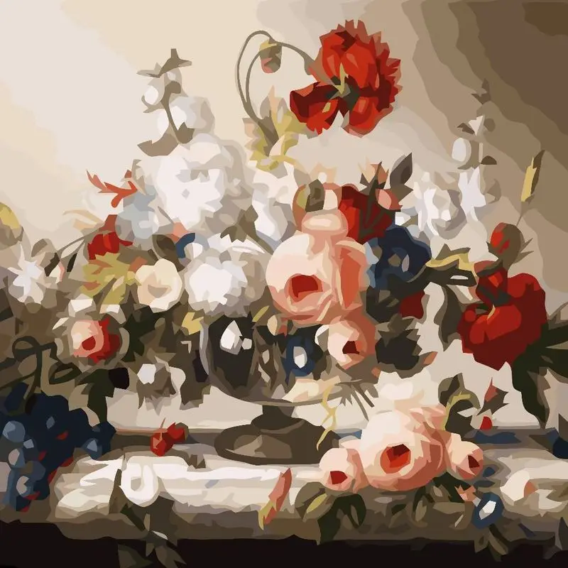 

CHENISTORY Diy Painting By Numbers For Adults Handpainted Classical Flowers Drawing By Numbers Diy Set Wall Art Unique Gif