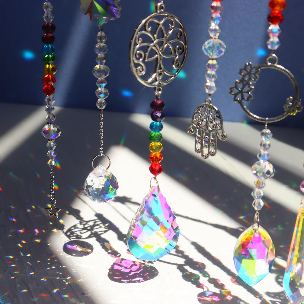 Crystal Windchime Rainbow Maker Crystal Prism Pendant Garden Window Curtain Decoration Wind Chime Sun Catcher Window