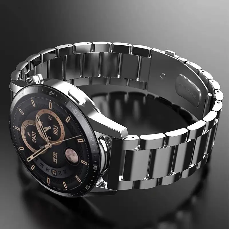 Sleek Solid Stainless Steel Smartwatch Strap - 20/22mm Bracelet Band