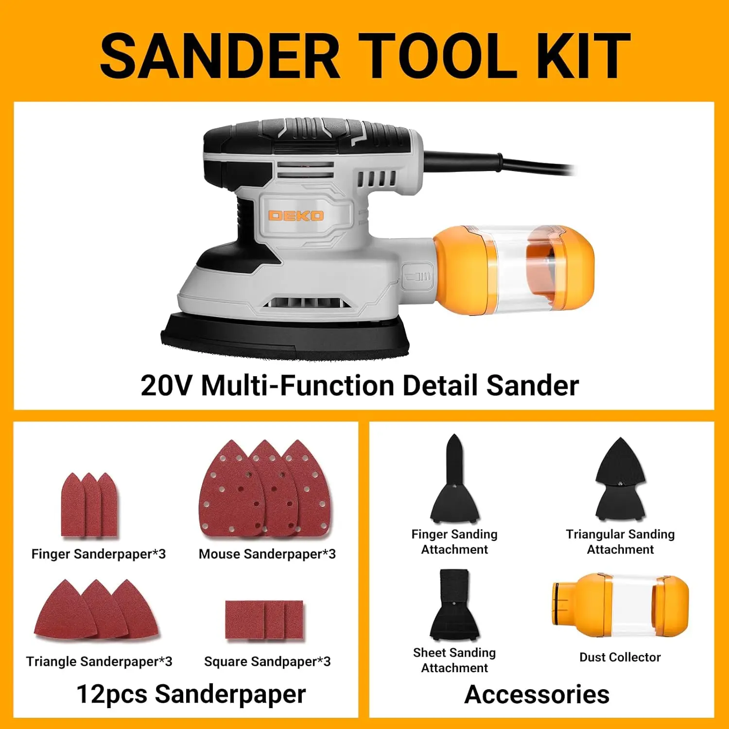 Electric Multi Function Mouse Sander Tool with Dust Collector