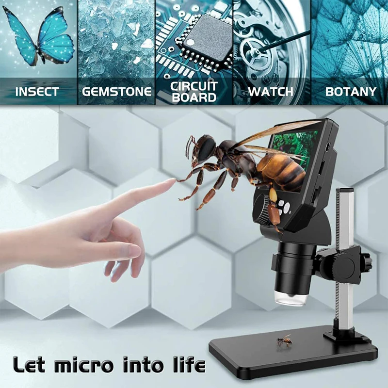 USB 현미경 디지털 비디오 카메라, 4.3 인치 LED 전자 내시경, 확대 납땜 PCB 검사, 1000X