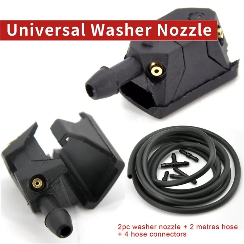 7Pcs/set Front Windscreen Wiper Arm Washer Nozzle Jets 4 Way Ajustable Check Valve Tube Pipe Hose 2m T Piece Straight Piece 4