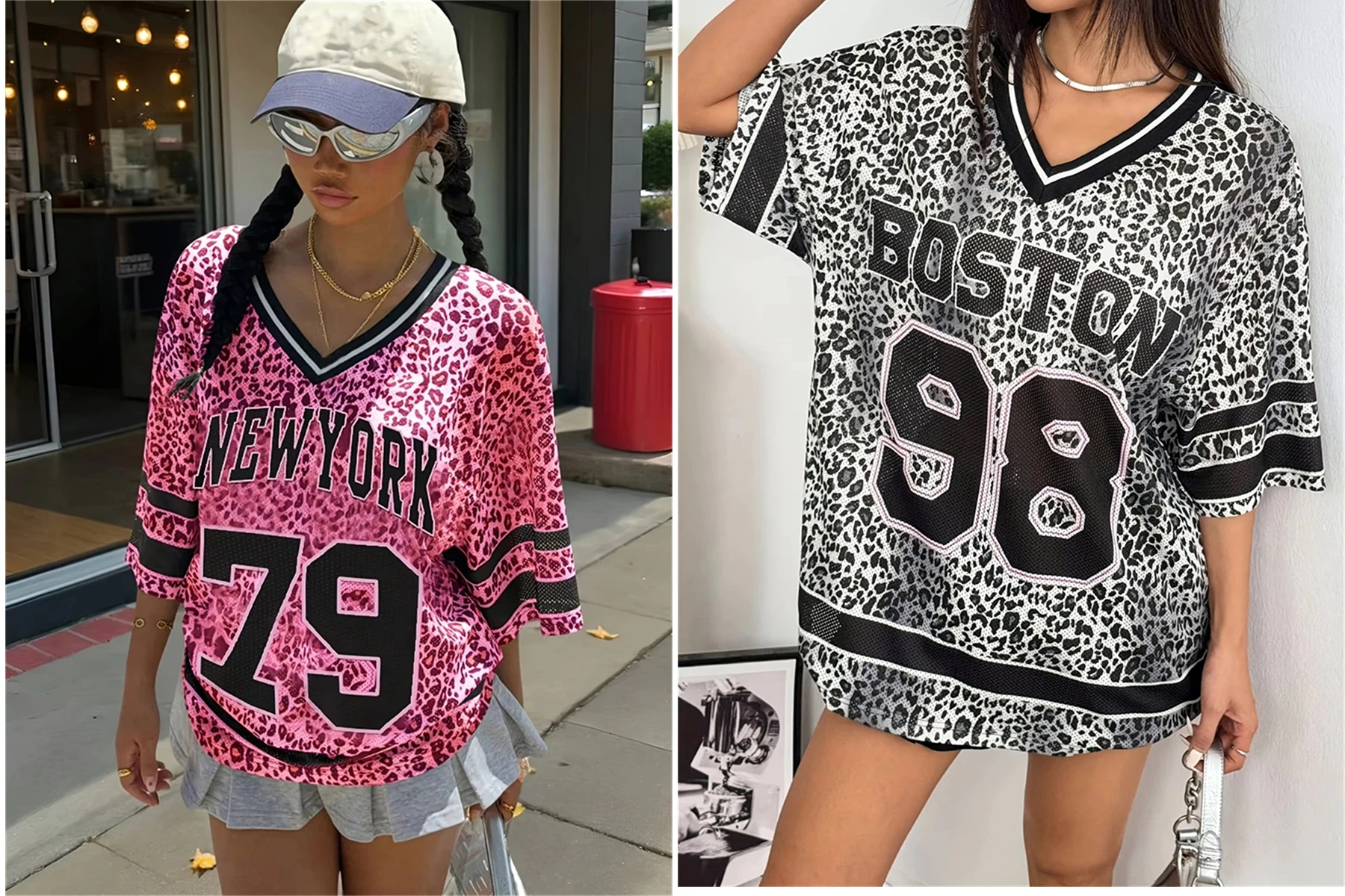 Summer Women'S New Leopard Print Digital Printed Mesh Jersey