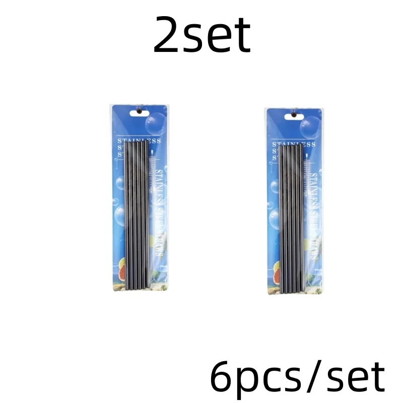 Set of 6 Reusable Stainless Steel Drinking Straws with Cleaning Brush and Carrying Case - Eco-Friendly Party and Bar Accessory