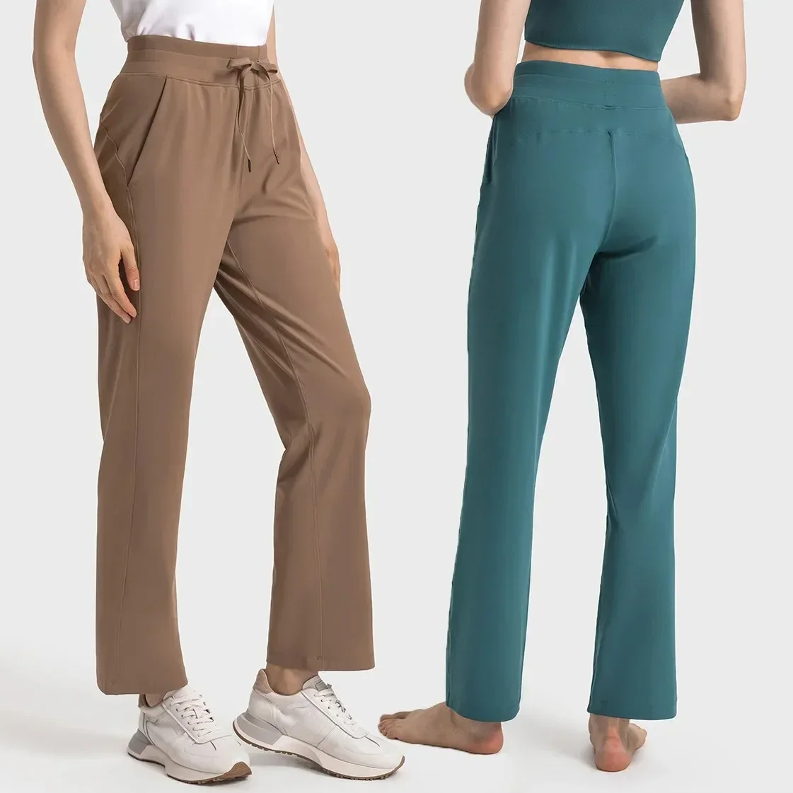Lemon Drawstring Straight-Leg High Rise Slim fit Pant  Sweat-wicking 4-way stretch Feels Cool to The Touch Yoga Pant With Pocket