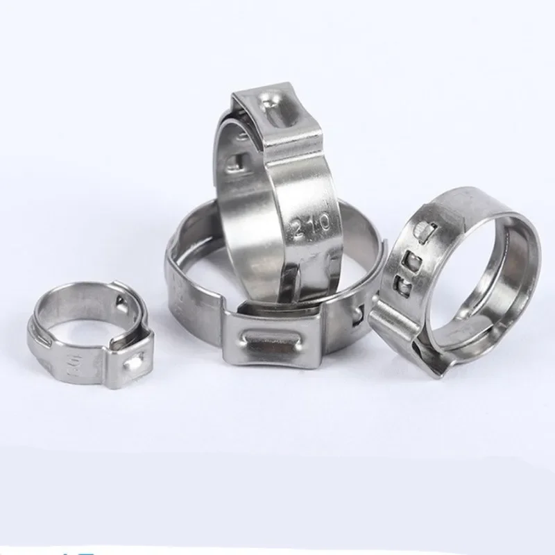 Single Ear Hose Clamps 5pcs-20pcs In bags 5.8-23.5mm 304 Stainless Steel Ear Stepless Pipe Cinch Clamps Rings