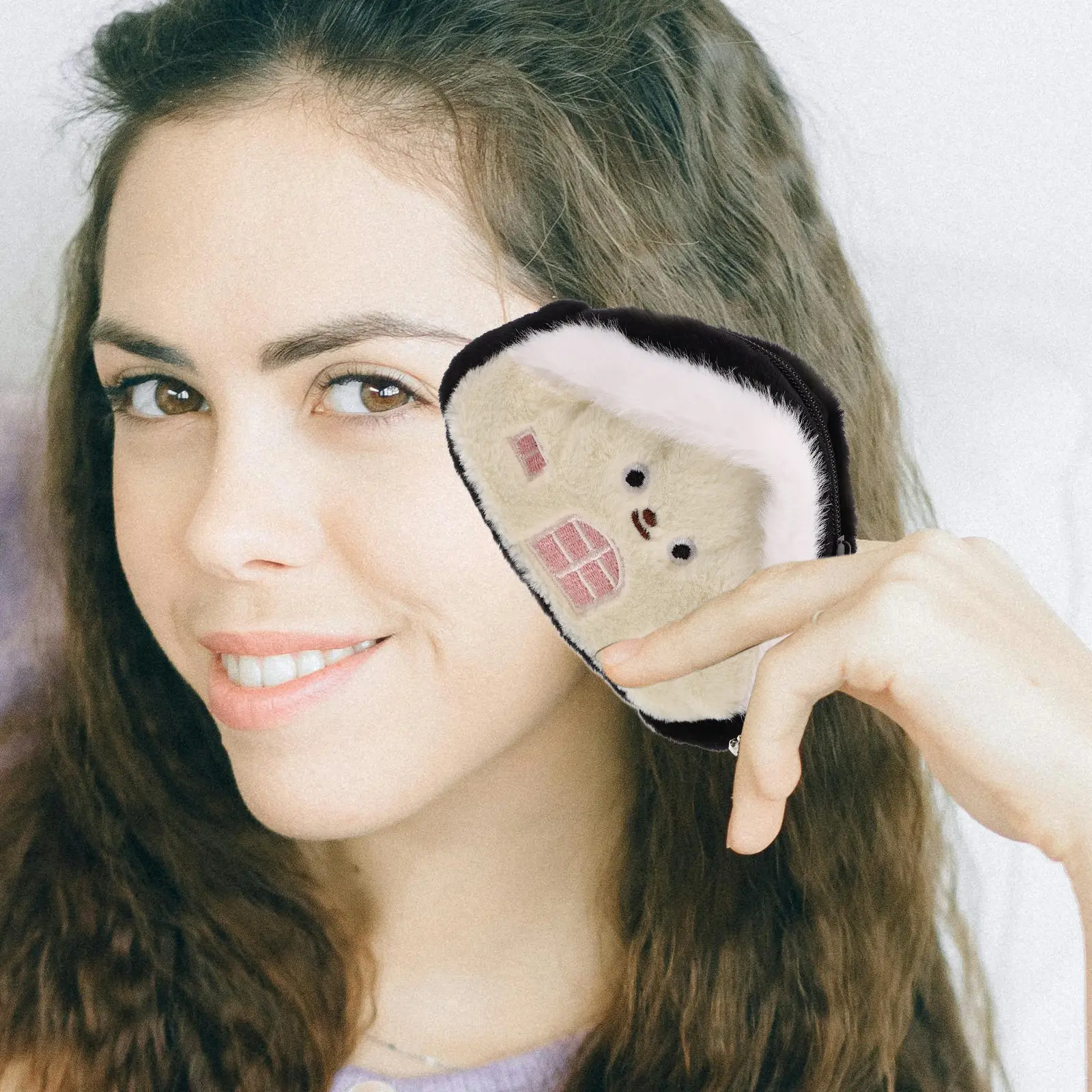 창의적인 미니 열쇠고리 동전 지갑 작은 집 모양의 부드러운 파우치 (동전, 이어..